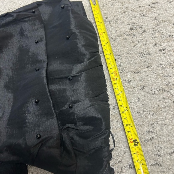 Lucky Brand S NWOT Black Tiered Pleated mini Gown with Maxi bow train beaded - Picture 14 of 16